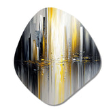 Abstract Geometric Black And Yellow II - Asymmetric Metal Wall Art