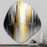 Abstract Geometric Black And Yellow II - Asymmetric Metal Wall Art