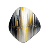 Abstract Geometric Black And Yellow II - Asymmetric Metal Wall Art