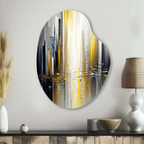 Abstract Geometric Black And Yellow II - Asymmetric Metal Wall Art