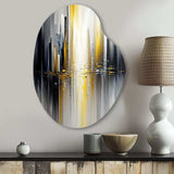 Abstract Geometric Black And Yellow II - Asymmetric Metal Wall Art