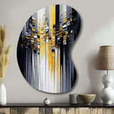 Abstract Geometric Black And Yellow III - Asymmetric Metal Wall Art