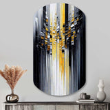 Abstract Geometric Black And Yellow III - Asymmetric Metal Wall Art