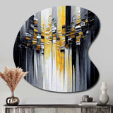 Abstract Geometric Black And Yellow III - Asymmetric Metal Wall Art