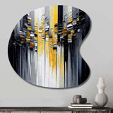 Abstract Geometric Black And Yellow III - Asymmetric Metal Wall Art