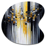 Abstract Geometric Black And Yellow III - Asymmetric Metal Wall Art