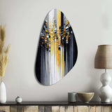 Abstract Geometric Black And Yellow III - Asymmetric Metal Wall Art