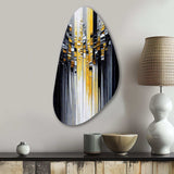 Abstract Geometric Black And Yellow III - Asymmetric Metal Wall Art