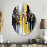 Abstract Geometric Black And Yellow III - Asymmetric Metal Wall Art