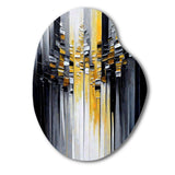 Abstract Geometric Black And Yellow III - Asymmetric Metal Wall Art