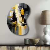 Abstract Geometric Black And Yellow V - Asymmetric Metal Wall Art