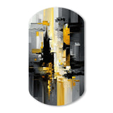 Abstract Geometric Black And Yellow V - Asymmetric Metal Wall Art