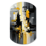 Abstract Geometric Black And Yellow V - Asymmetric Metal Wall Art