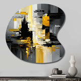 Abstract Geometric Black And Yellow V - Asymmetric Metal Wall Art