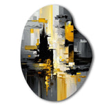 Abstract Geometric Black And Yellow V - Asymmetric Metal Wall Art