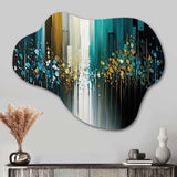 Abstract Geometric Black And Green II - Asymmetric Metal Wall Art