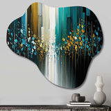 Abstract Geometric Black And Green II - Asymmetric Metal Wall Art