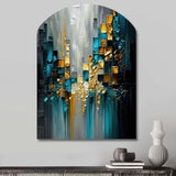 Abstract Geometric Black And Green III - Asymmetric Metal Wall Art