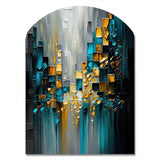 Abstract Geometric Black And Green III - Asymmetric Metal Wall Art