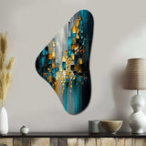 Abstract Geometric Black And Green III - Asymmetric Metal Wall Art