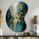 Abstract Geometric Black And Green III - Asymmetric Metal Wall Art