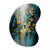 Abstract Geometric Black And Green III - Asymmetric Metal Wall Art