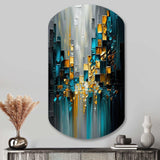 Abstract Geometric Black And Green III - Asymmetric Metal Wall Art