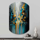 Abstract Geometric Black And Green III - Asymmetric Metal Wall Art