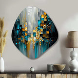 Abstract Geometric Black And Green III - Asymmetric Metal Wall Art