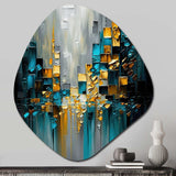 Abstract Geometric Black And Green III - Asymmetric Metal Wall Art