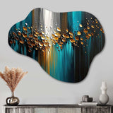 Abstract Geometric Green And Gold - Asymmetric Metal Wall Art