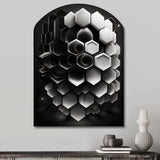 Abstract Geometric Black And White I - Asymmetric Metal Wall Art