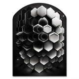 Abstract Geometric Black And White I - Asymmetric Metal Wall Art