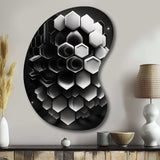 Abstract Geometric Black And White I - Asymmetric Metal Wall Art