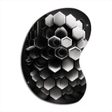 Abstract Geometric Black And White I - Asymmetric Metal Wall Art