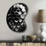 Abstract Geometric Black And White I - Asymmetric Metal Wall Art