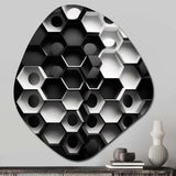 Abstract Geometric Black And White II - Asymmetric Metal Wall Art