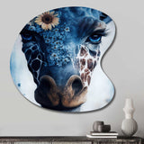 Giraffe Portrait With Sunflowers II - Asymmetric Metal Wall Art