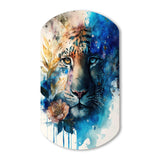 Tiger Portrait With Flowers II - Asymmetric Metal Wall Art