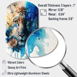 Tiger Portrait With Flowers II - Asymmetric Metal Wall Art