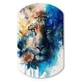 Tiger Portrait With Flowers II - Asymmetric Metal Wall Art