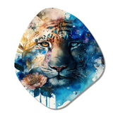 Tiger Portrait With Flowers II - Asymmetric Metal Wall Art