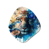 Tiger Portrait With Flowers II - Asymmetric Metal Wall Art