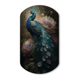 Peacock With Flowers - Asymmetric Metal Wall Art