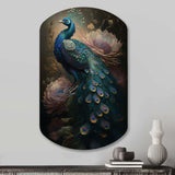 Peacock With Flowers - Asymmetric Metal Wall Art