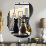 Two Cats In Paris III - Asymmetric Metal Wall Art