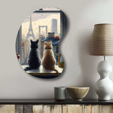 Two Cats In Paris III - Asymmetric Metal Wall Art