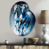 Two Horses Running II - Asymmetric Metal Wall Art