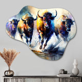 Buffalo'S Running - Asymmetric Metal Wall Art