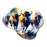 Buffalo'S Running - Asymmetric Metal Wall Art